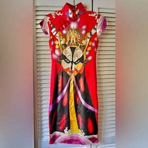 Vintage Y2K Mulberry Silk Cheongsam Midi Dress